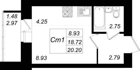 20,6 м², квартира-студия 3 720 000 ₽ - изображение 34