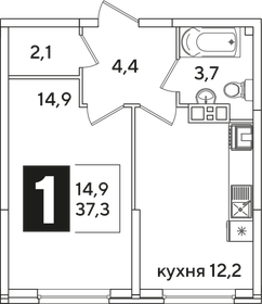 37,2 м², 1-комнатная квартира 6 960 120 ₽ - изображение 18