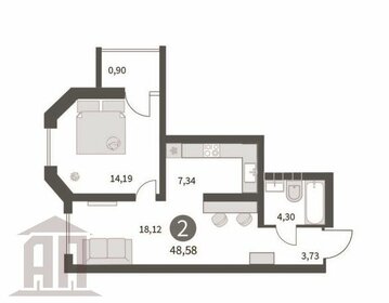 48 м², 2-комнатная квартира 4 617 529 ₽ - изображение 11