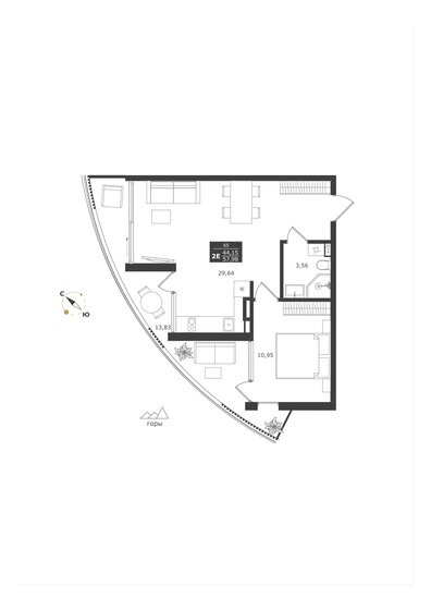 58 м², 2-комнатные апартаменты 17 366 116 ₽ - изображение 1