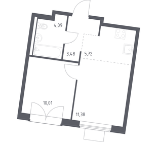 Квартира 34,7 м², 1-комнатная - изображение 1