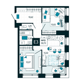 52,6 м², 2-комнатная квартира 3 850 000 ₽ - изображение 90