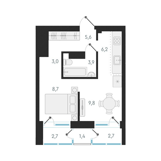 37,2 м², 2-комнатная квартира 6 450 000 ₽ - изображение 1