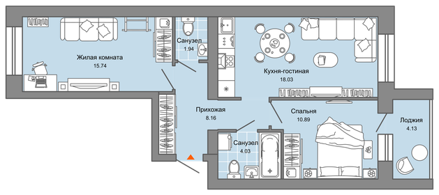 66 м², 3-комнатная квартира 5 850 000 ₽ - изображение 60