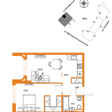 Квартира 46,2 м², 1-комнатная - изображение 2