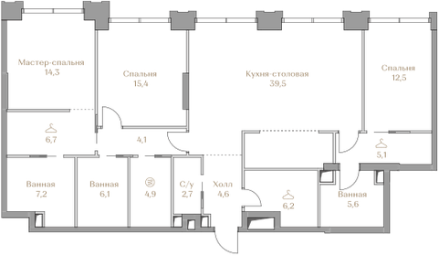 123,8 м², 3-комнатная квартира 185 000 000 ₽ - изображение 144