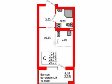 22,2 м², квартира-студия 3 981 393 ₽ - изображение 62