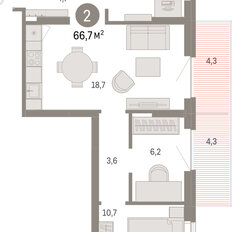 Квартира 66,7 м², 3-комнатная - изображение 3