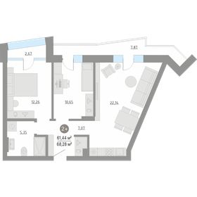 Квартира 67 м², 2-комнатная - изображение 1