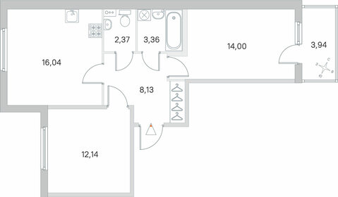 Квартира 57,2 м², 2-комнатная - изображение 1