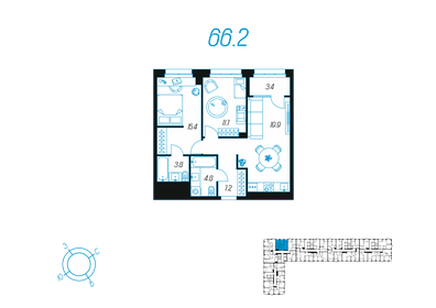 73,4 м², 2-комнатная квартира 9 978 320 ₽ - изображение 26