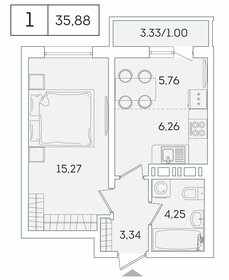 Квартира 35,9 м², 1-комнатная - изображение 1