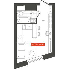 Квартира 22,5 м², 1-комнатные - изображение 1