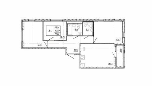 Квартира 77,7 м², 3-комнатная - изображение 1