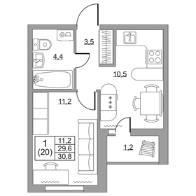 33,9 м², 1-комнатная квартира 3 500 000 ₽ - изображение 37