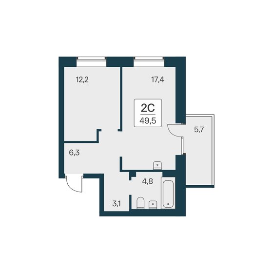 49,5 м², 2-комнатная квартира 8 850 000 ₽ - изображение 1