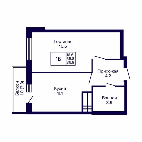 36,8 м², 1-комнатная квартира 4 084 800 ₽ - изображение 29