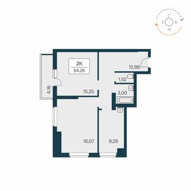 Квартира 64,3 м², 2-комнатная - изображение 1