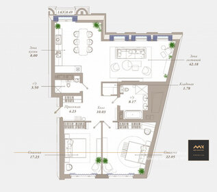 121,9 м², 3-комнатная квартира 170 660 000 ₽ - изображение 133