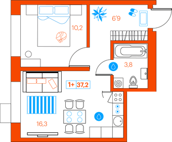 37,5 м², 1-комнатная квартира 4 940 000 ₽ - изображение 21