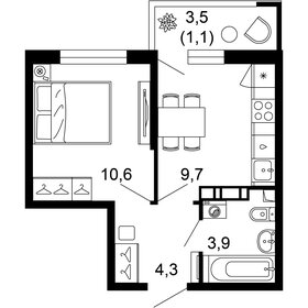 Квартира 29,6 м², 1-комнатная - изображение 1