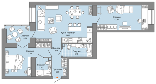 80 м², 3-комнатная квартира 11 917 388 ₽ - изображение 16
