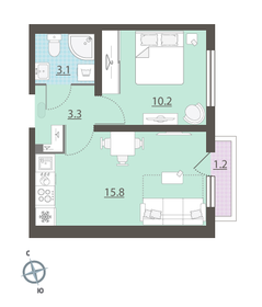 34,4 м², 1-комнатная квартира 3 900 000 ₽ - изображение 93