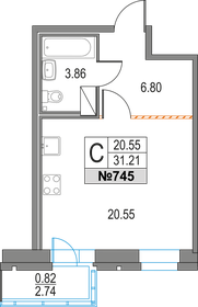 30,9 м², квартира-студия 9 198 641 ₽ - изображение 31