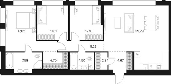 Квартира 109,8 м², 4-комнатная - изображение 1