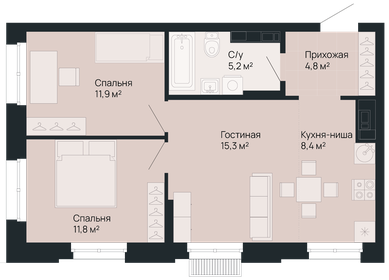 53,5 м², 2-комнатная квартира 13 482 000 ₽ - изображение 39