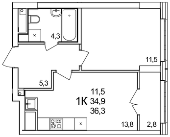 36,2 м², 1-комнатная квартира 4 850 000 ₽ - изображение 114