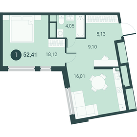 52,4 м², 1-комнатная квартира 8 020 000 ₽ - изображение 14