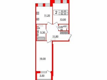 50,7 м², 2-комнатная квартира 16 000 000 ₽ - изображение 100