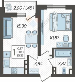 Квартира 35,3 м², 1-комнатная - изображение 1