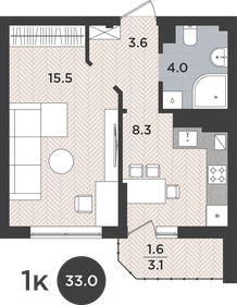 Квартира 33 м², 1-комнатная - изображение 1