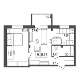 Квартира 58,5 м², 2-комнатная - изображение 2