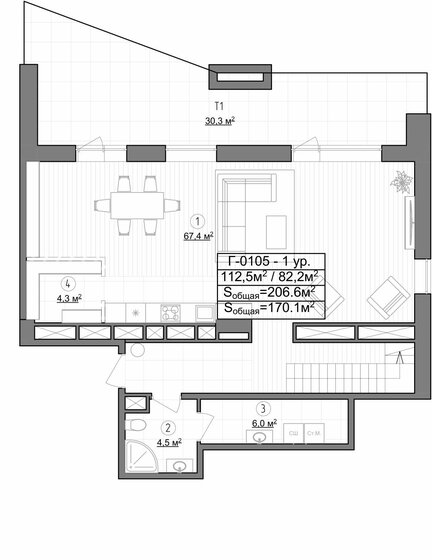 206,6 м², 5-комнатные апартаменты 39 888 448 ₽ - изображение 1