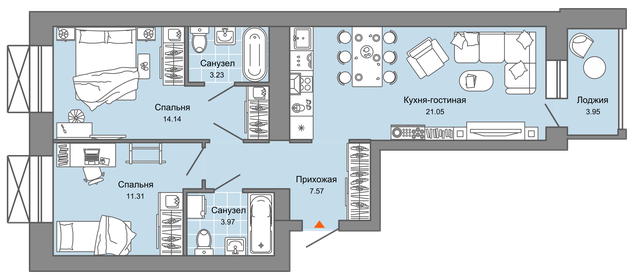 Квартира 83 м², 3-комнатная - изображение 1