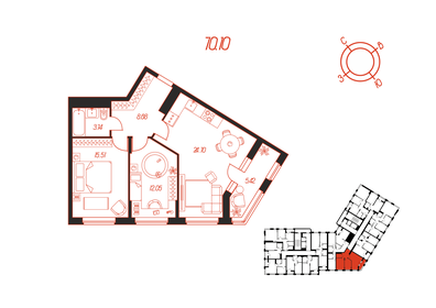 45 м², 2-комнатная квартира 3 950 000 ₽ - изображение 72