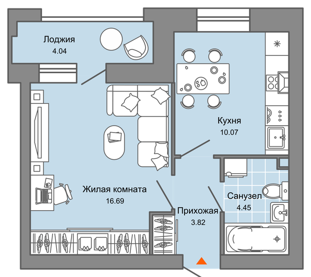 37 м², 1-комнатная квартира 3 556 800 ₽ - изображение 1