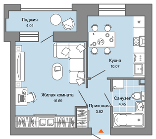 39,4 м², 1-комнатная квартира 3 650 000 ₽ - изображение 34