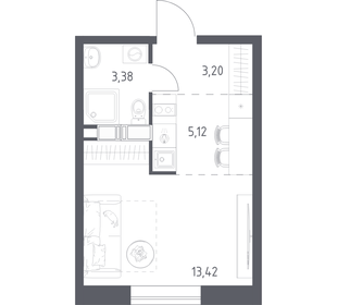 Квартира 25,1 м², студия - изображение 1