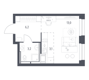 Квартира 25 м², студия - изображение 1
