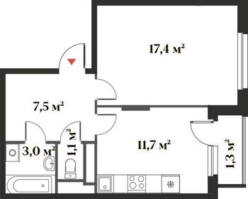 Квартира 42 м², 1-комнатная - изображение 1