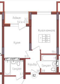 Квартира 34 м², 1-комнатная - изображение 1