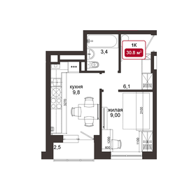 32,5 м², 1-комнатная квартира 7 185 000 ₽ - изображение 12