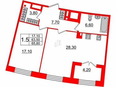 64 м², 1-комнатная квартира 27 097 600 ₽ - изображение 35