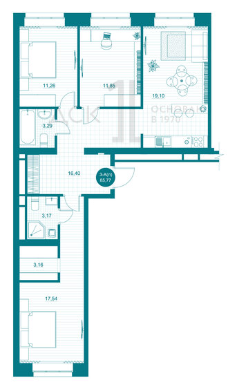 85,8 м², 3-комнатная квартира 10 700 000 ₽ - изображение 1