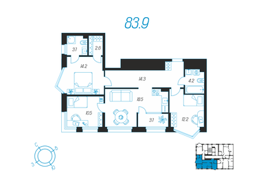 94 м², 3-комнатная квартира 13 900 000 ₽ - изображение 75