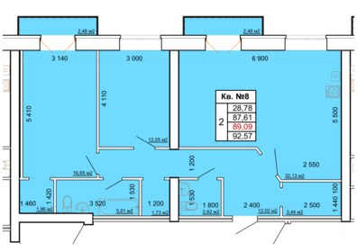 Квартира 89,1 м², 2-комнатная - изображение 1